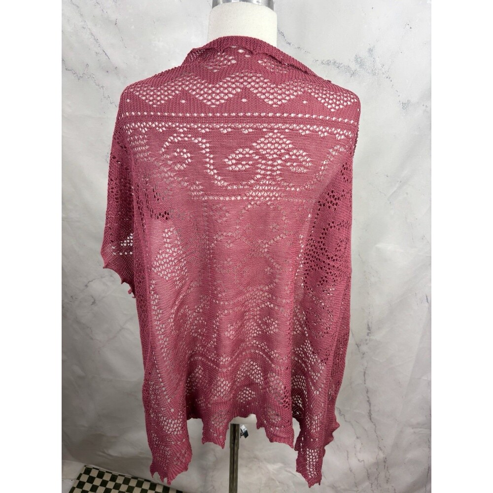 Vtg Laura Ashley Pointelle Crochet Knit Scarf Shawl Great Britain Cottagecore UK - Picture 9 of 13
